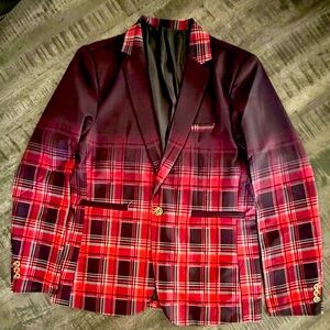 Men's Red and Black Plaid Performance Jacket